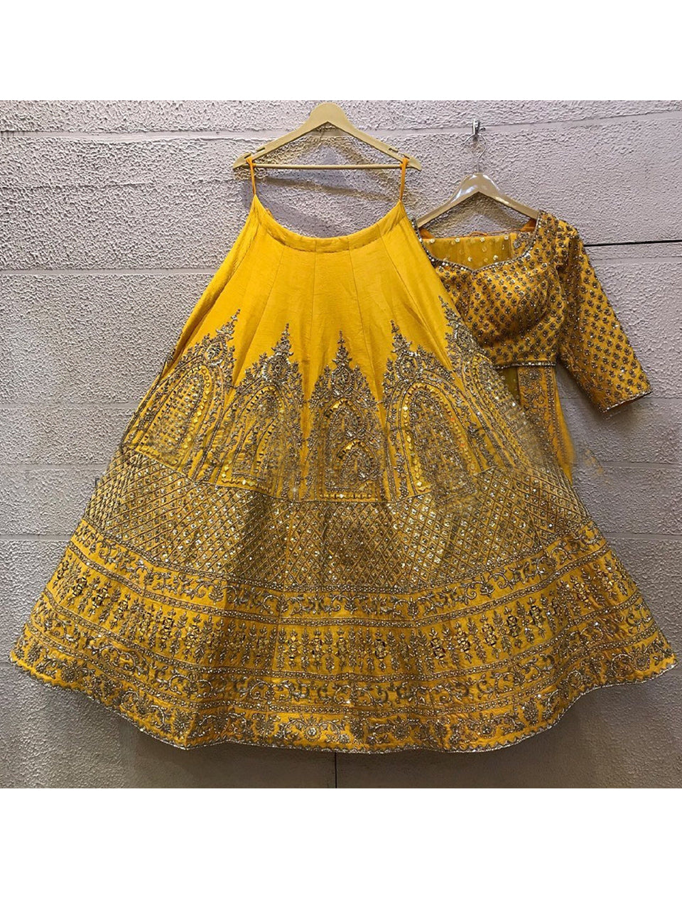 Yellow Malat Satin Silk Embroidered Sequance Bridal Haldi Collection Lehenga Choli