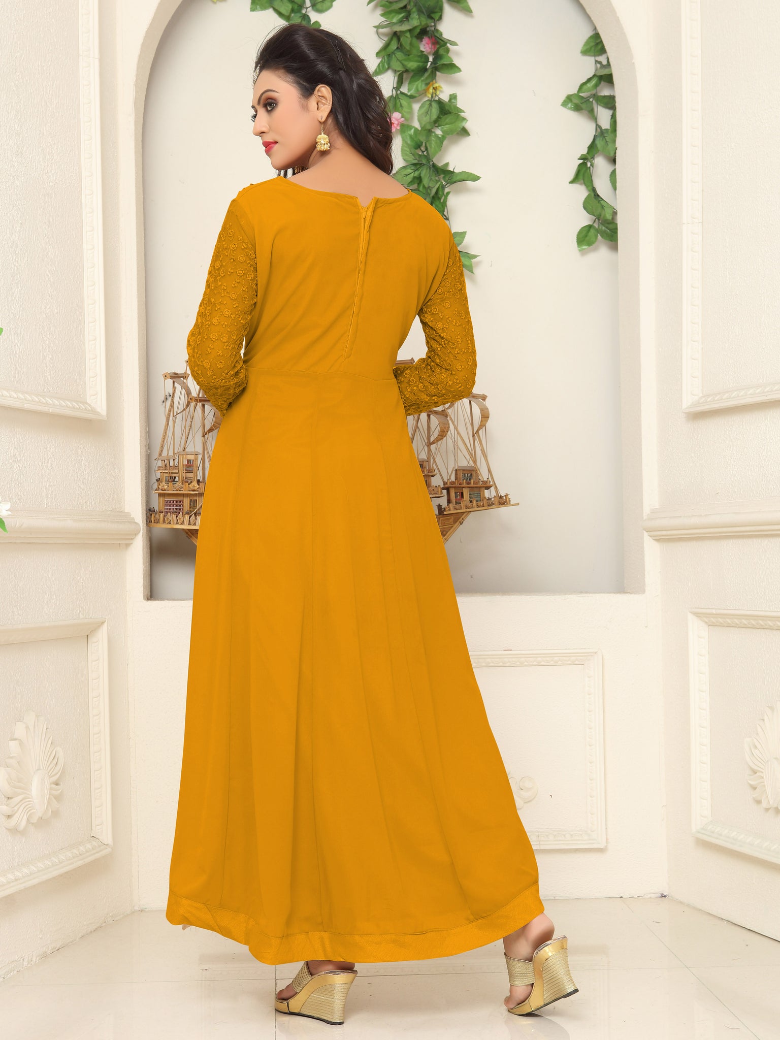 Yellow Color Embroidery Work Salwar Suits