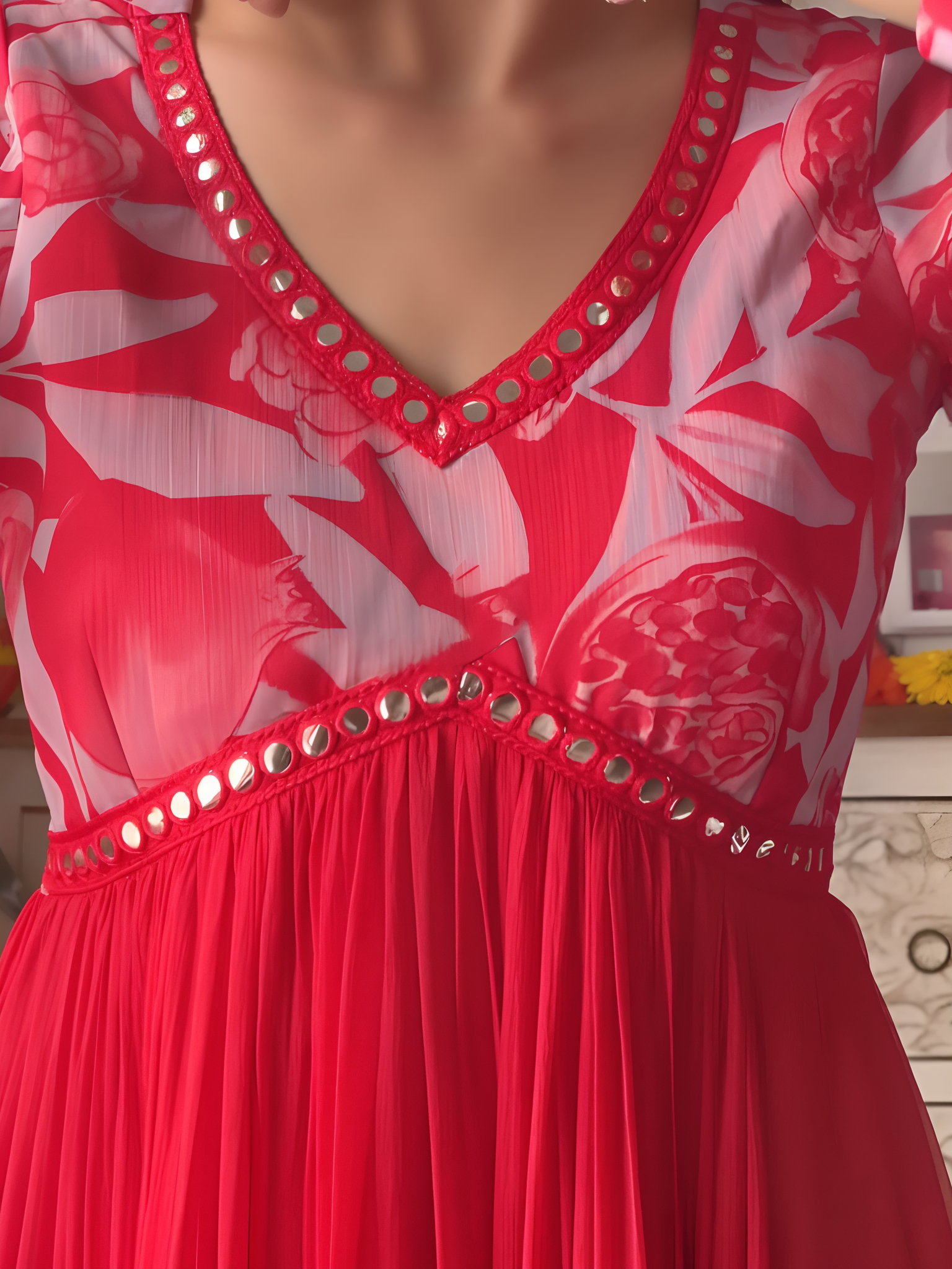 Women Printed Maxi Ethnic Dress With Dupatta