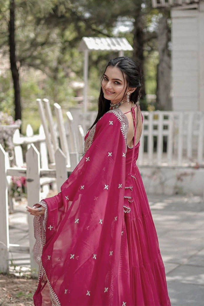 Georgette Ready to Wear Pink Anarakali Suit