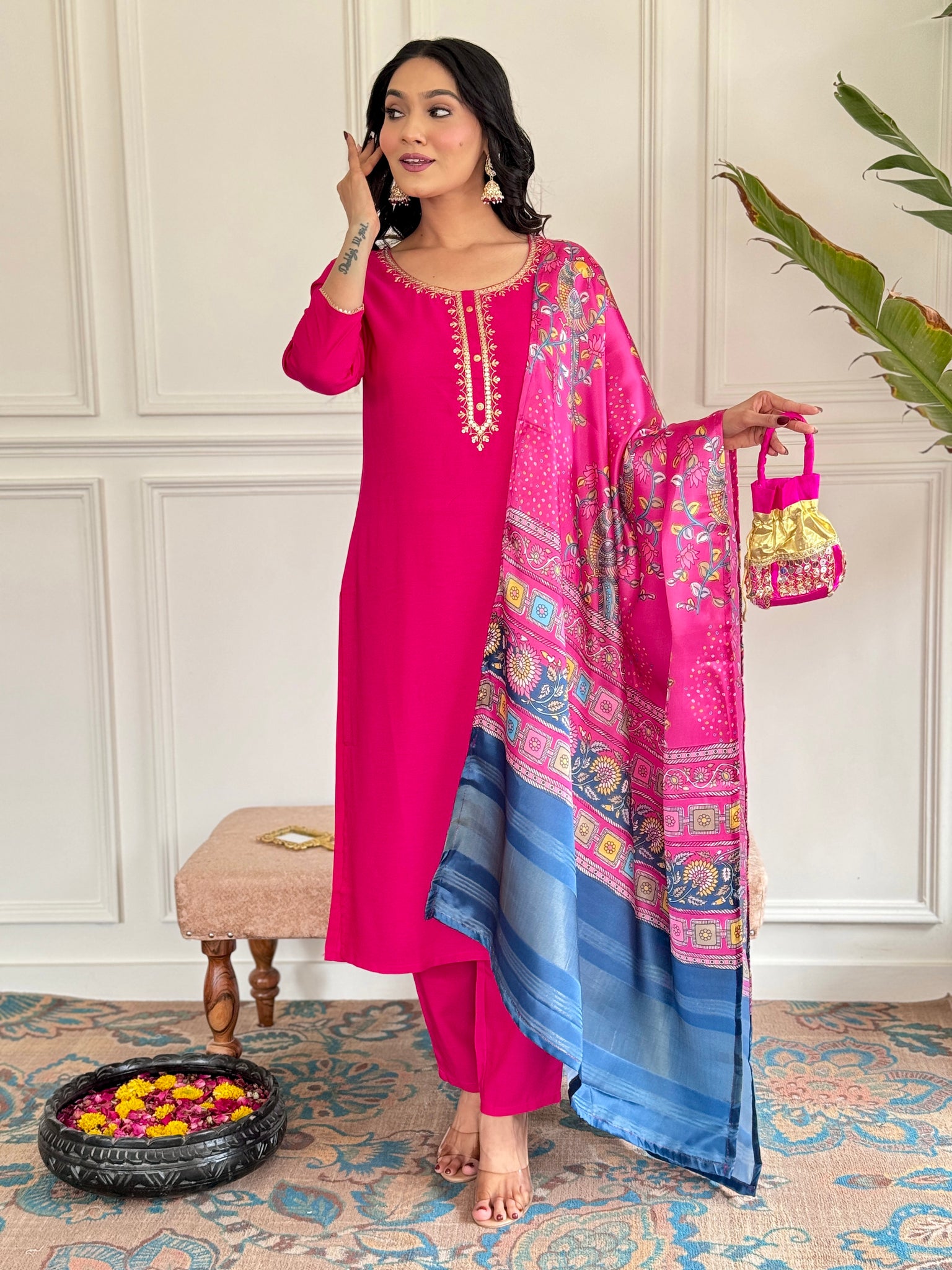 Viscose Rayon Kurta Pant Dupatta Set