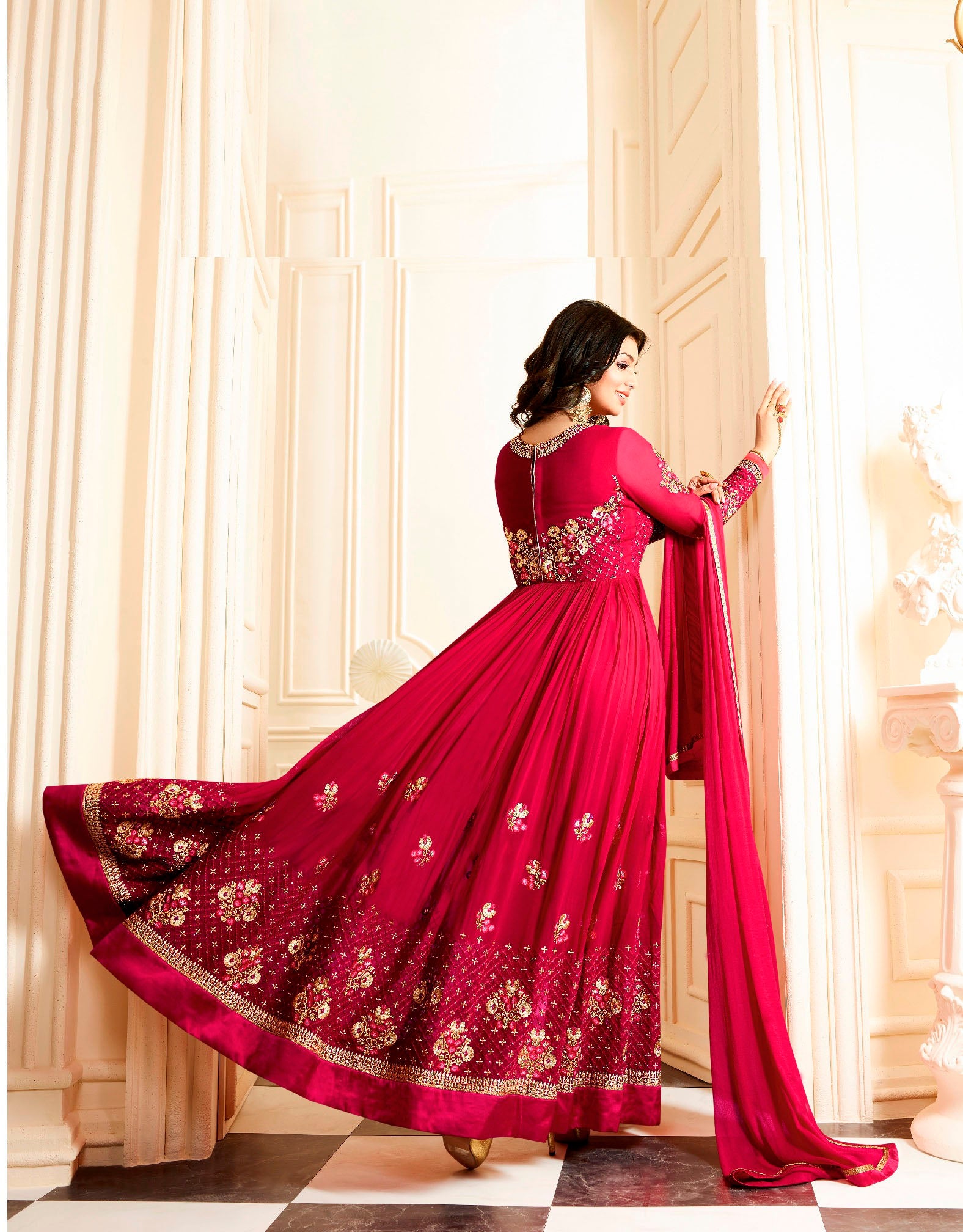 Awesome Pink Georgette Bollywood Anarkali Salwar Suit