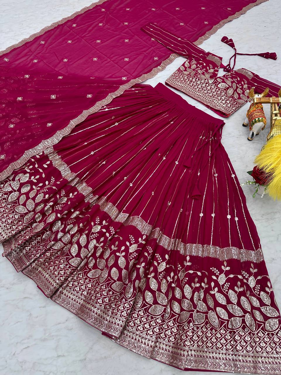 Ready To Wear Georgette Pink Lehenga Choli