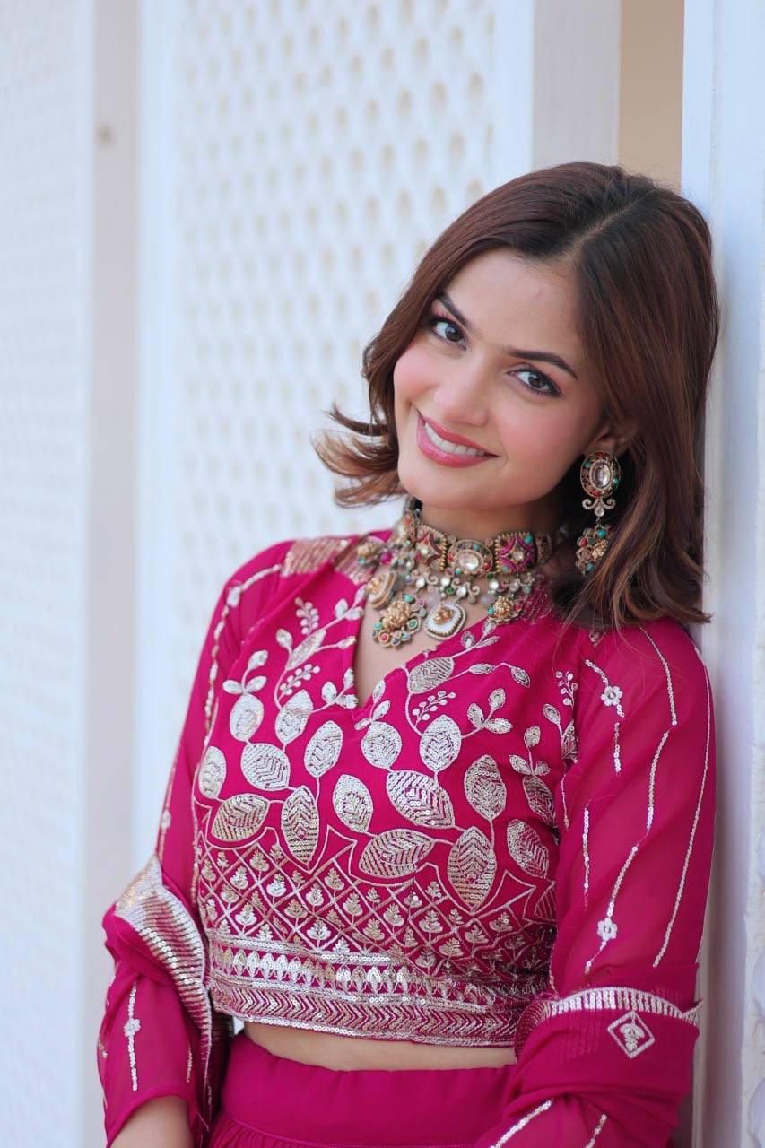 Ready To Wear Georgette Pink Lehenga Choli