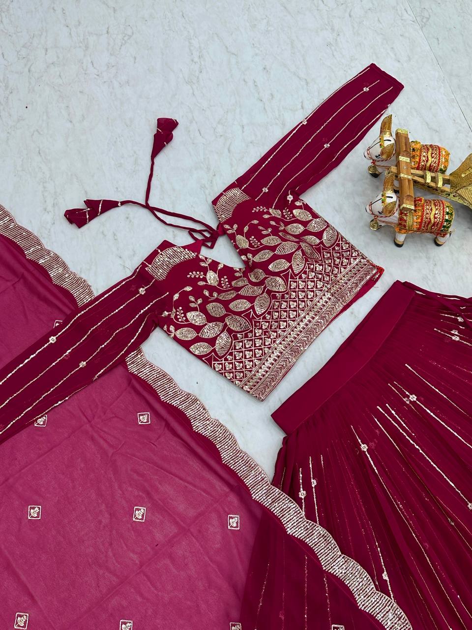 Ready To Wear Georgette Pink Lehenga Choli