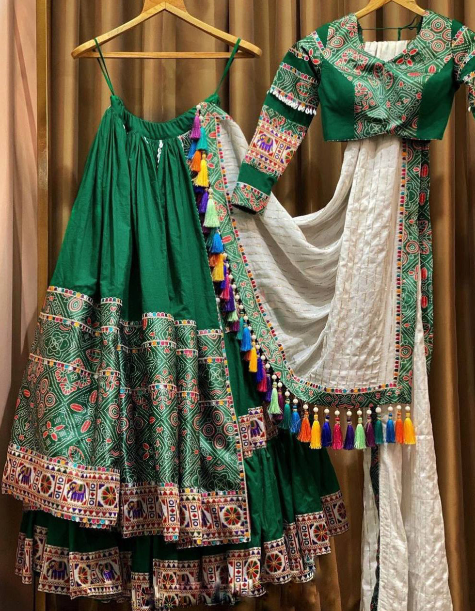 Navratri Special: Green Silk Traditional Lehenga Choli