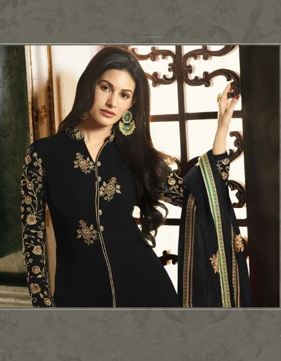 Designer Black Georgette Party Wear Salwar Suit With Embroidery Work