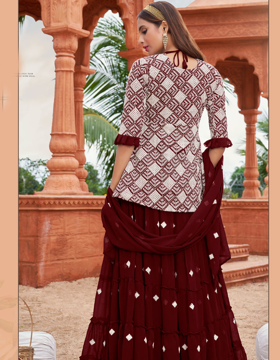 Maroon Georgette Embroidred With Party Wear Indo Western