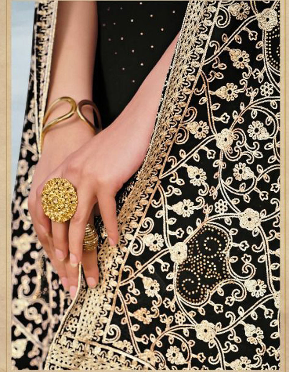 Amazing Black Georgette Salwar Suit With Matching Dupatta